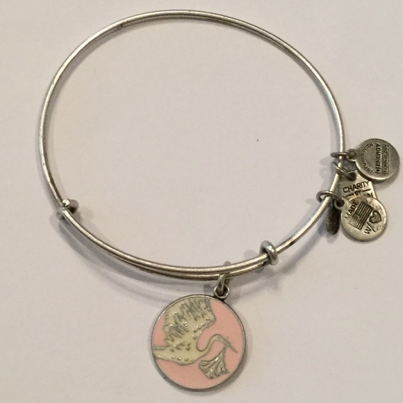Alex and Ani Jewelry - Alex & Ani Silver Tone Pink Stork Bracelet!